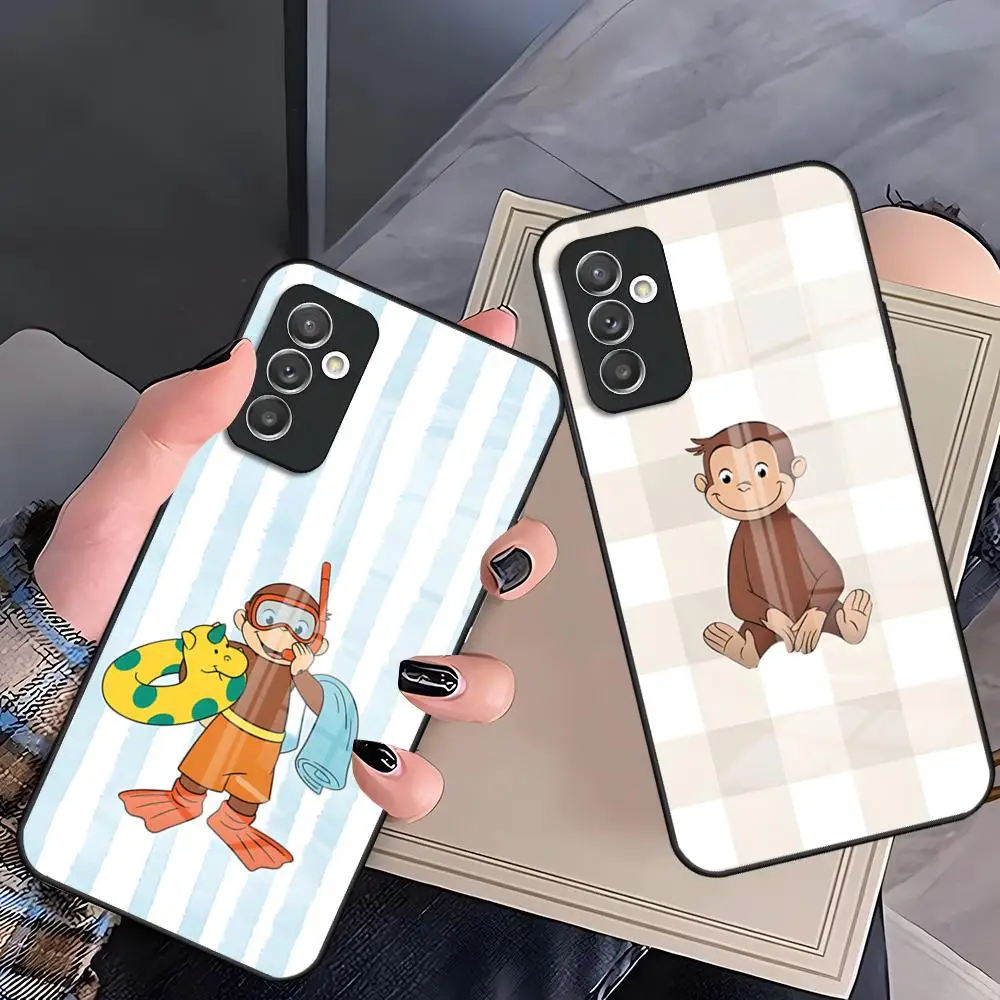 Mokey C-Curious Georges Phone Case For Samsung A27 A37 A33 5G A54 A36 A35 A56 A52 A17 Shockproof Glass Cover