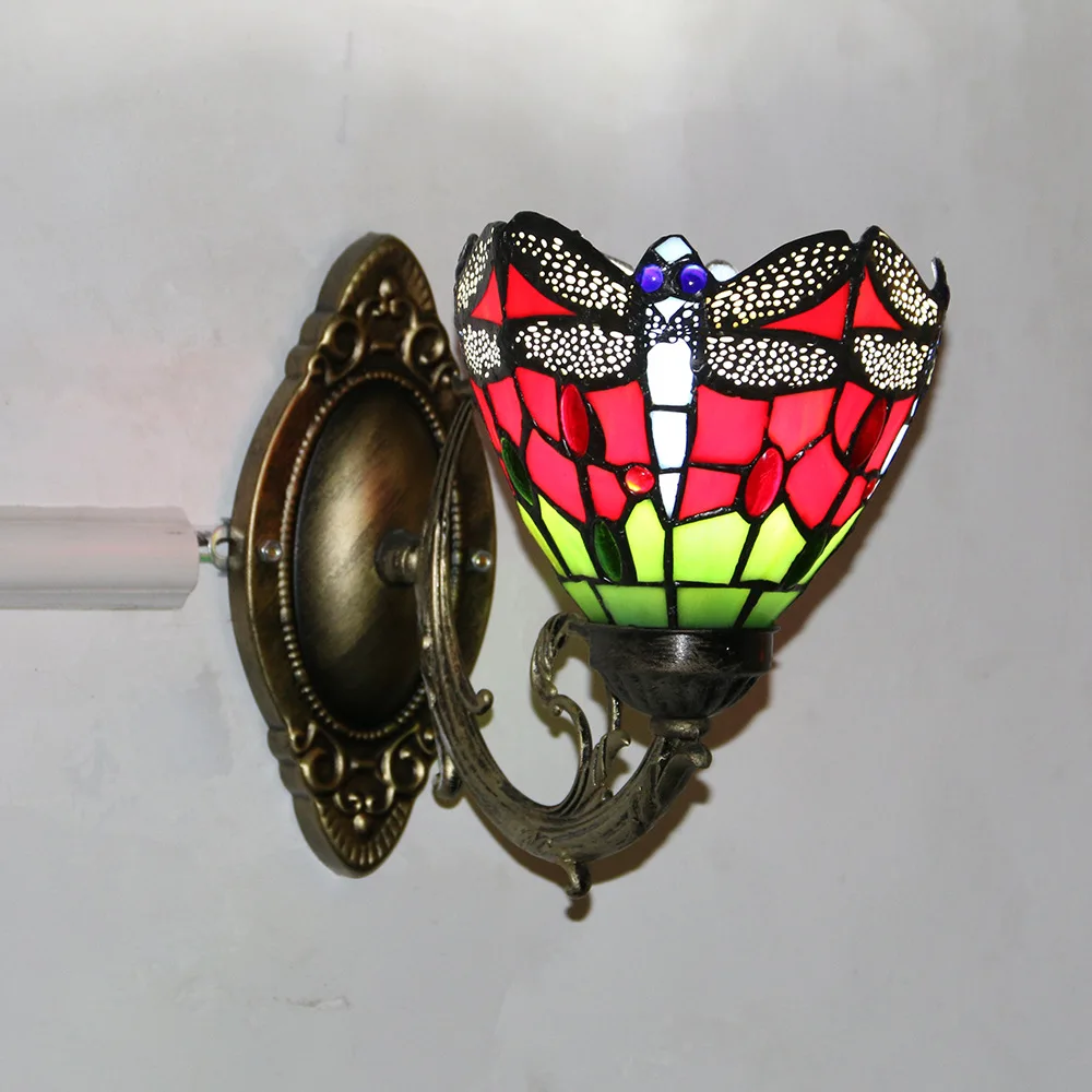 

Tiffany Stained Glass Wall Lamp Light Luminaire LED Wall Lights Sconces Corridor Indoor Fixtures for Hotel Living Room Bedroom