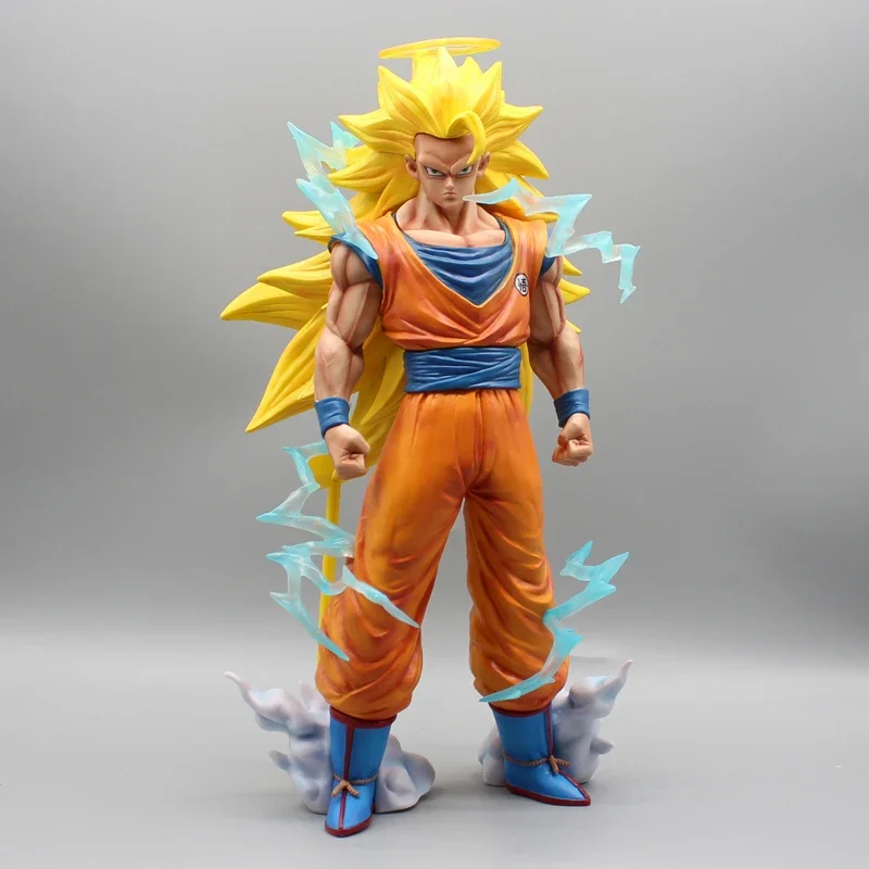 35cm Dragon Ball Z Action Figure GK Super Saiyan SSJ3 Son Goku Figure PVC Replaceable Head Collection Model Toys for Gift