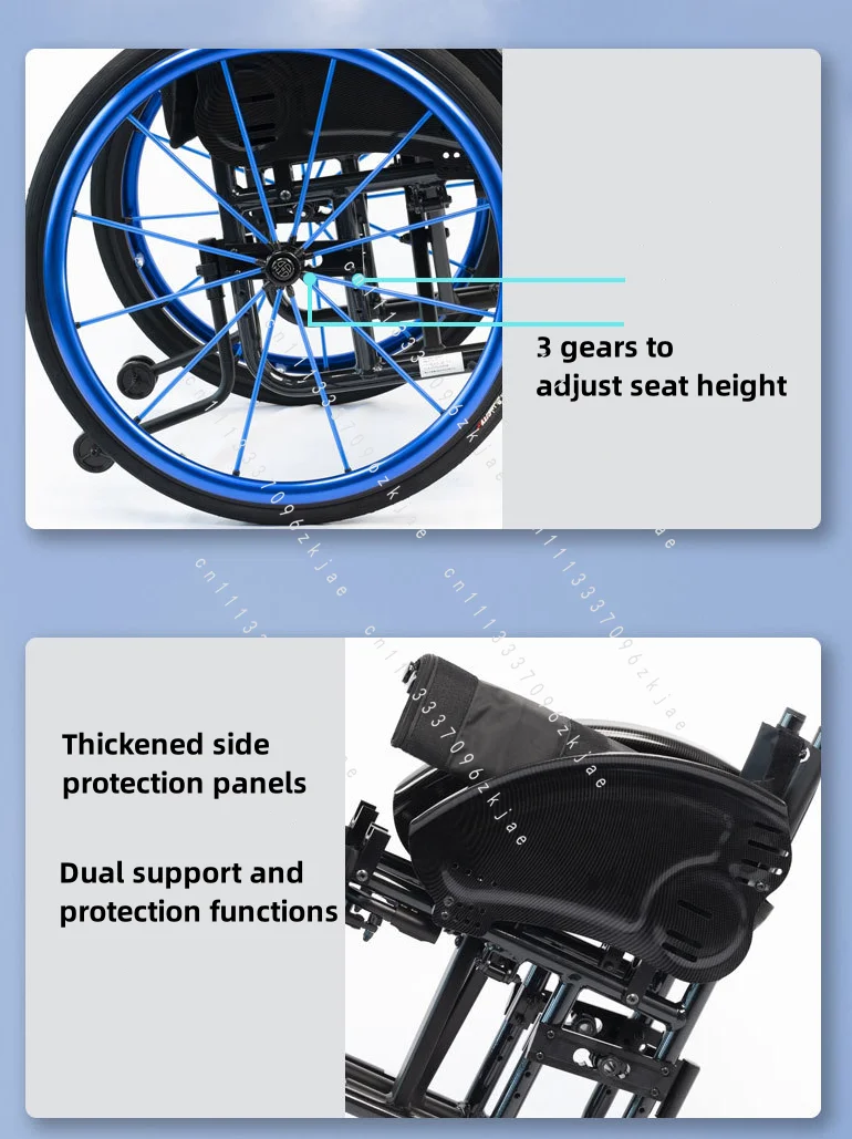Lightweight Sports Wheelchair  24 Inch Aluminum Alloy Folding Manual Wheelchair for Adults Ultralight Sports Wheelchair