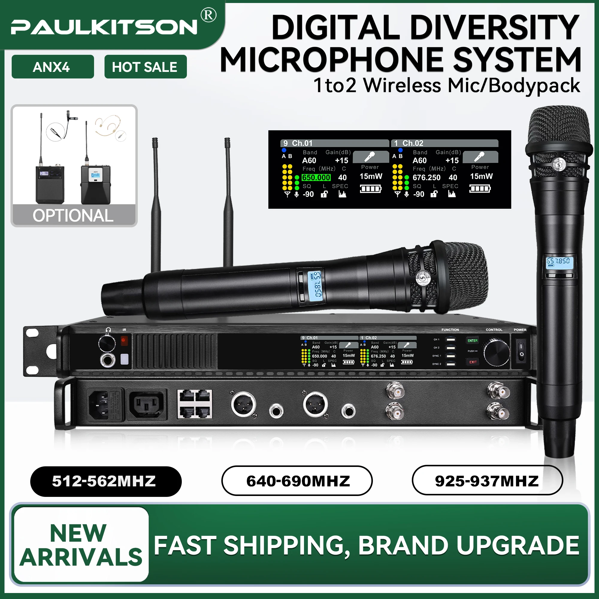 Paulkitson Paulkitson ANX4 True‑Diversity Wireless Microphone System Multi‑Frequency Handheld Bodypack Mic for Karaoke Stage Live Show - Aliexpress Deal