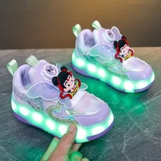 

2025 Новые детские кроссовки с героями мультфильмов, красочные огни, уличные роликовые коньки, рождественские подарки, детские кроссовки 28-37