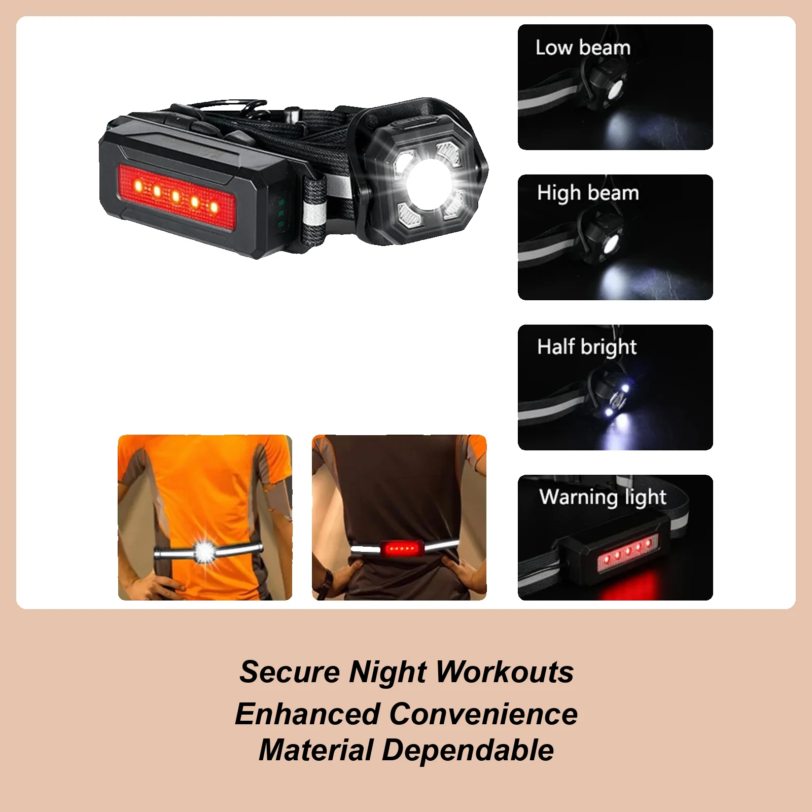 

Ночной беговой светильник с регулируемой яркостью, перезаряжаемый беговой поясной светильник, высокая яркость, женский и мужской беговой светильник, светоотражающий пояс