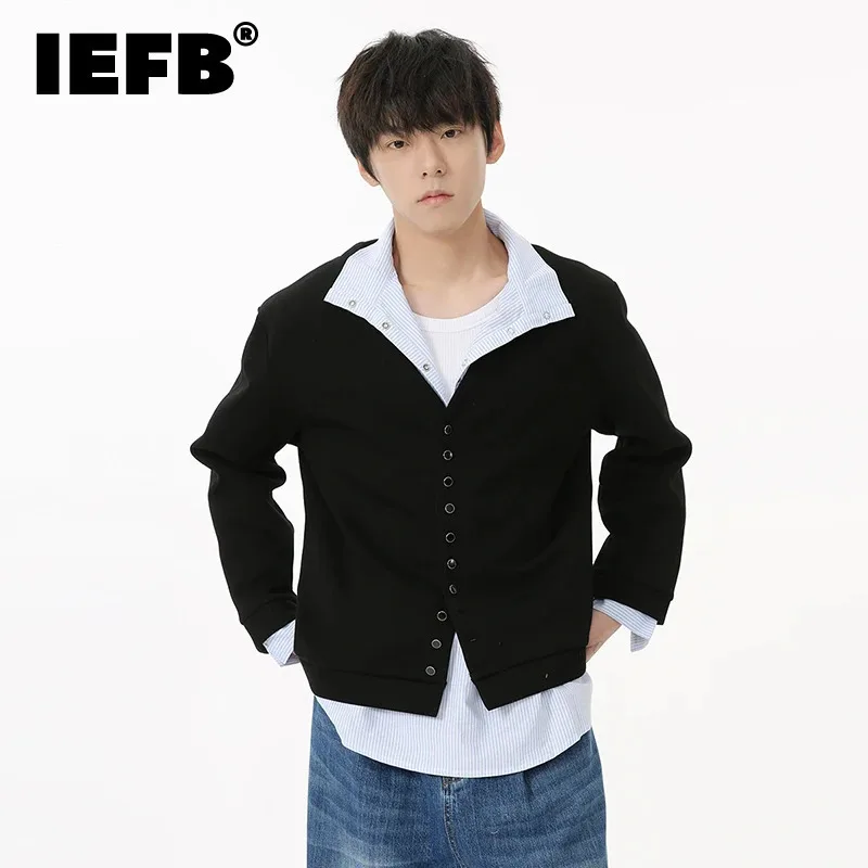 

IEFB Korean Style Men's Knitted Cardigan V-neck Multi-button Solid Color Single Breasted Male Tops Casual New Autumn 2024 9C6924