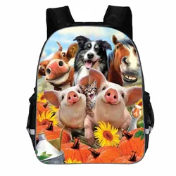 Animal world mochila escolar para niños, niñas, niños, bolsa para hombres, estudiantes