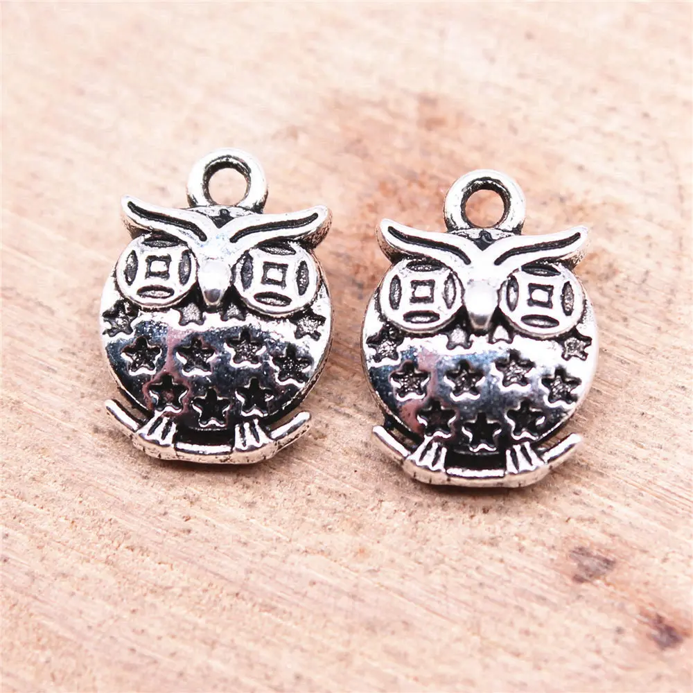 Couple Pendants Owl Charms For Jewelry Making 13x9mm 20pcs