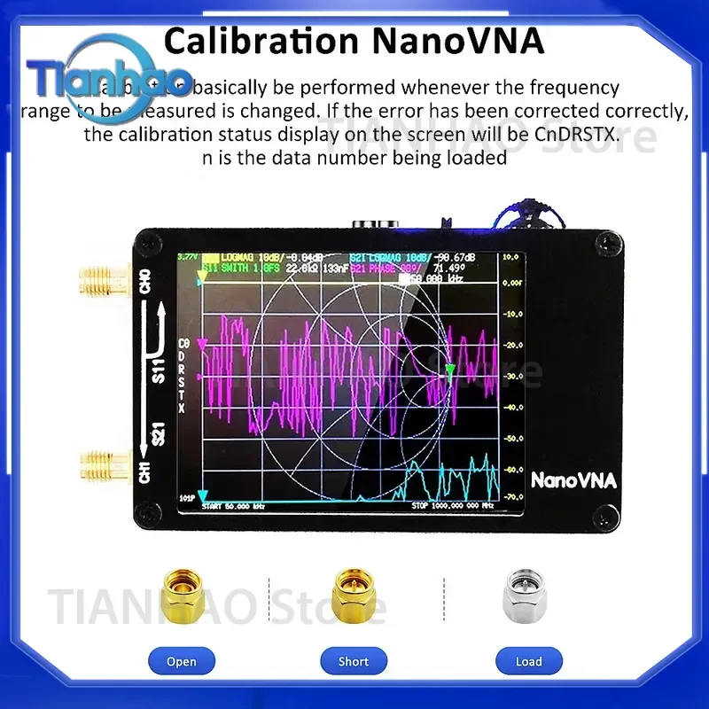 Upgrade 2.8 inch TFT NanoVNA-H for Antenna Vector Network Analyzer 50 kHz to 1.5 GHz MF HF VHF UHF Spectrum Analyzer with SD
