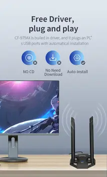 COMFAST USB Wifi Adaptör AX5400 WiFi6 Ağ Kartı 2.4G/5G/6G 4 Anten PC İçin Ücretsiz Sürücüsüz Wi-Fi Dongle WPA3 Win10 11 10 best sales Wifi android - №6