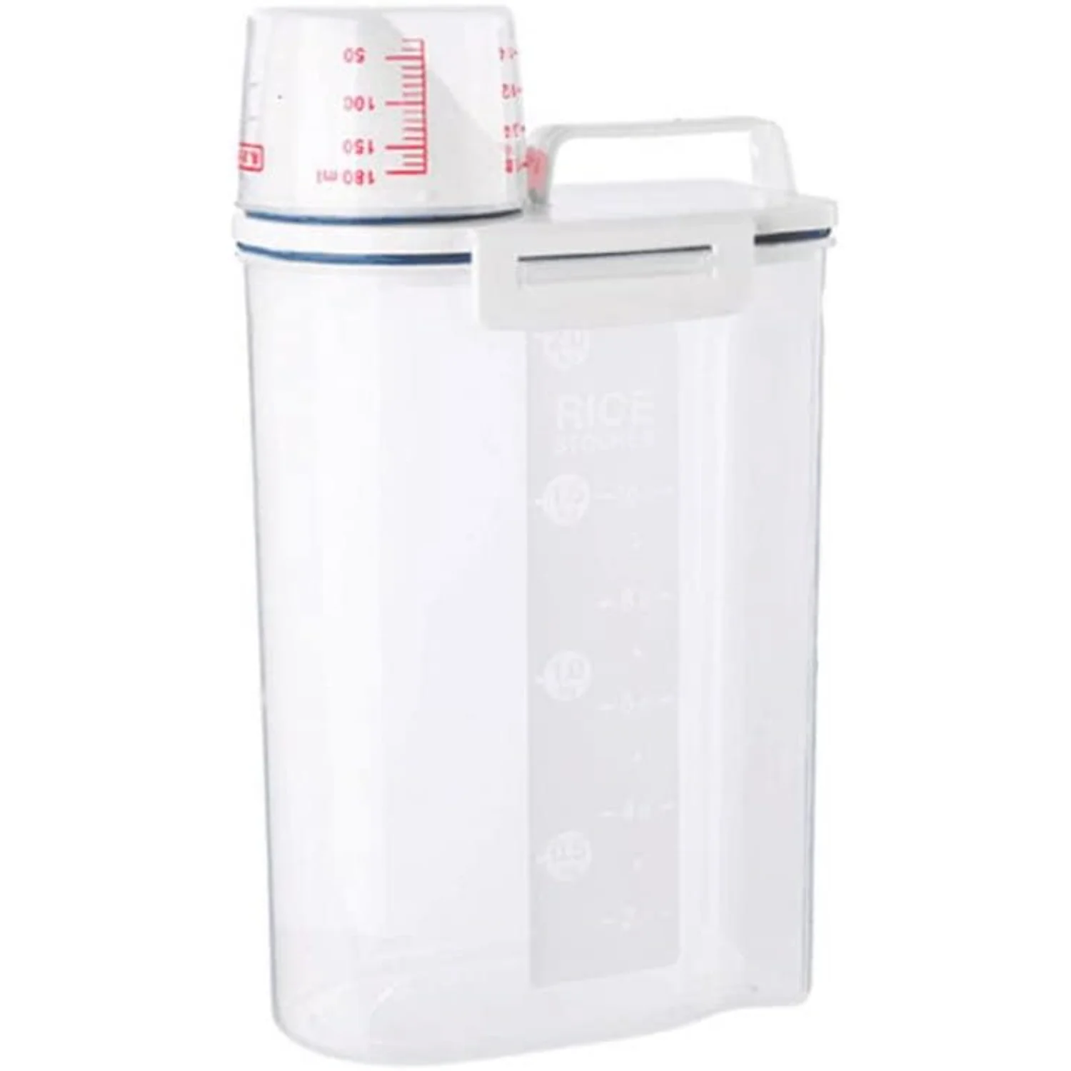 Box Rice Container Bin With Pour Spout And Measuring Cup Plastic Clear 2Kg Cereal Food Airtight  Dispenser