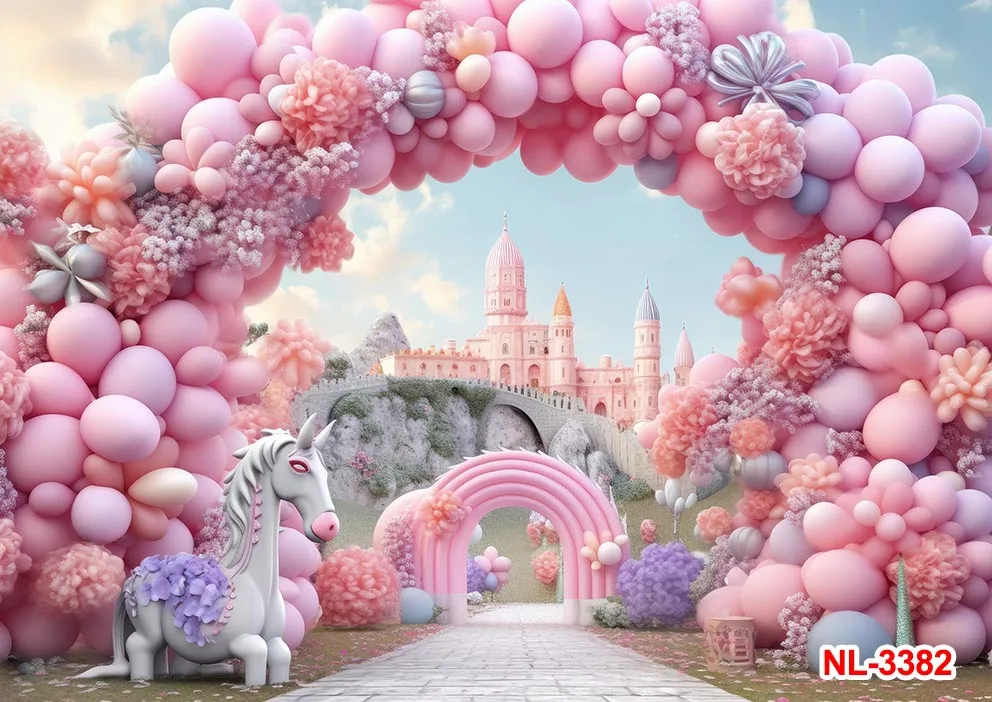 Globos de flores con forma de arco, Fondo de Ceremonia de boda, cumpleaños, primera fiesta, rosa, azul, fotografía, decoración de Baby Shower