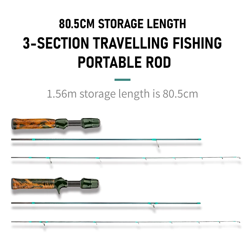 3-Section Professional Trout Fishing Rod Spinning Bait Casting Solid Tip Lightweight Carbon Fiber Rod Fishing Tackle PHANTOM