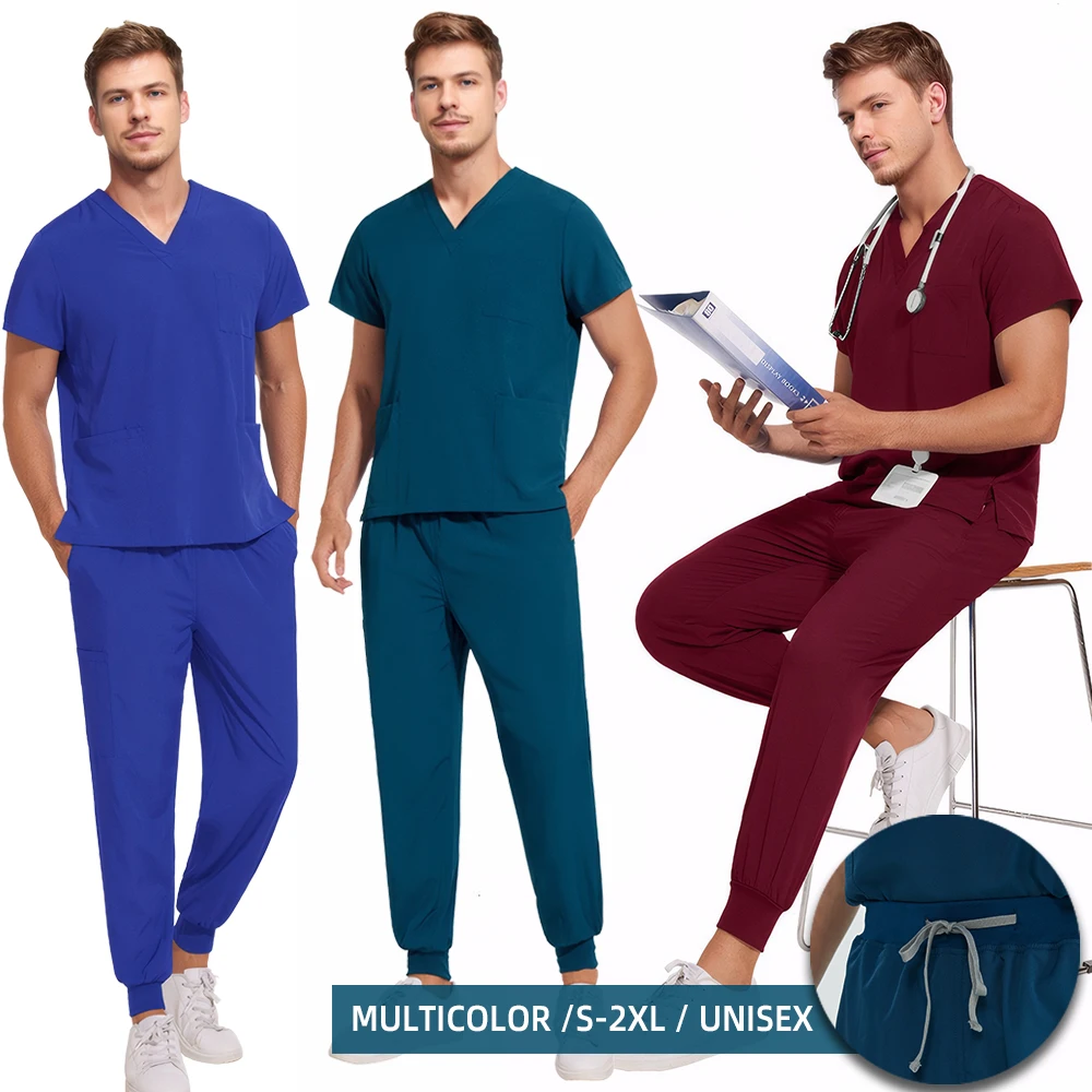 Lower Price Doctor Uniform Scrubs for Men Pet Hospital Clinic Nurse Healthy Center Dental Surgeon Lab Outfit Vet Workwear S21-03