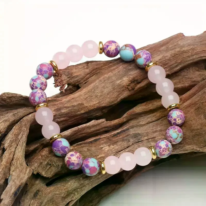 Colorful Imperial Jasper Rose Quartz Beaded Bracelet Women Fashion Jewelry For Love And Friendship Bracelet For Women Charm