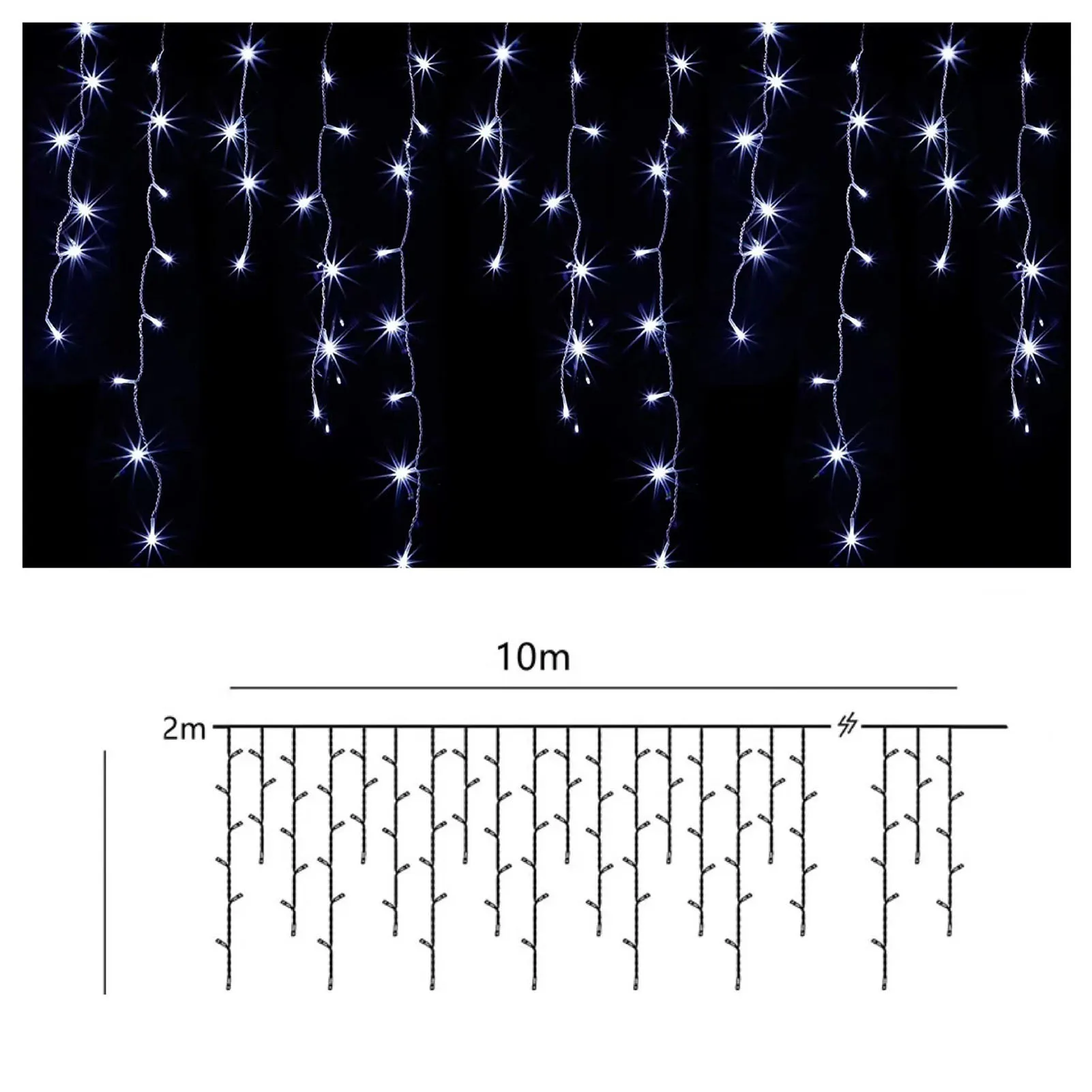 Solar Powered Curtain Lights, controle remoto, luz estrelada impermeável, adequado para casamento e festa