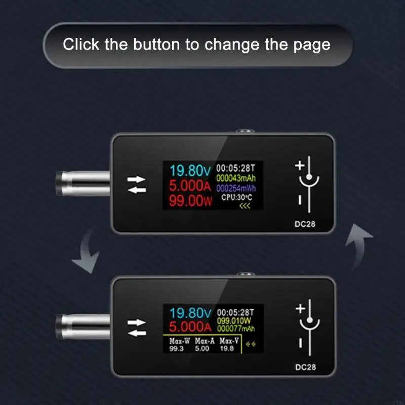 KWSDC28 Precise Tinggi DC5525 Volts Amp Meter Checker Mendukung berbagai rentang tegangan untuk penggunaan profesional dan -hari
