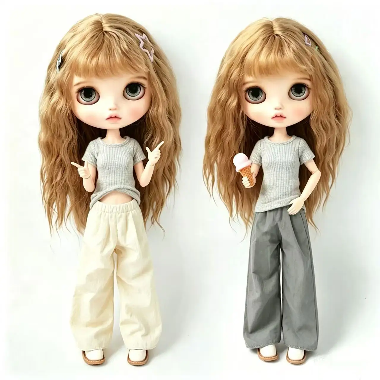 Blyth Kleidung, schulterfreies, kurzes Top, Trend-Set, gerade geschnittene, lässige, weit geschnittene Hose für Licca Azones Ob22 Ker YMY Puppenzubehör