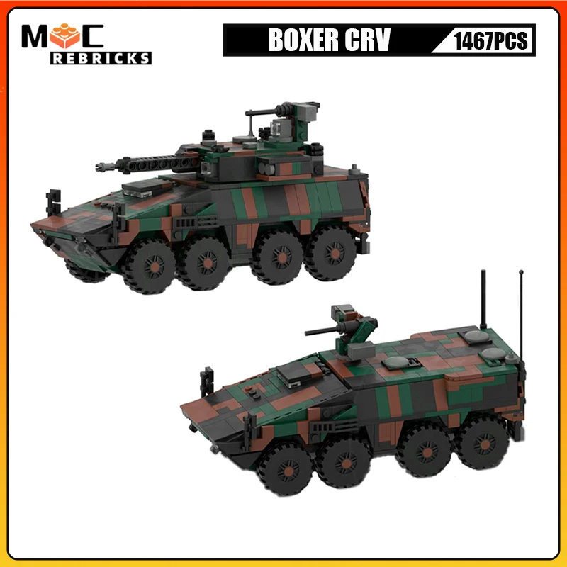 Military Heavy Tank BOXE CRV Panzer Building Blocks Assembly Army Weapons Bricks Model Children Puzzle DIY Toy Gifts for Adults