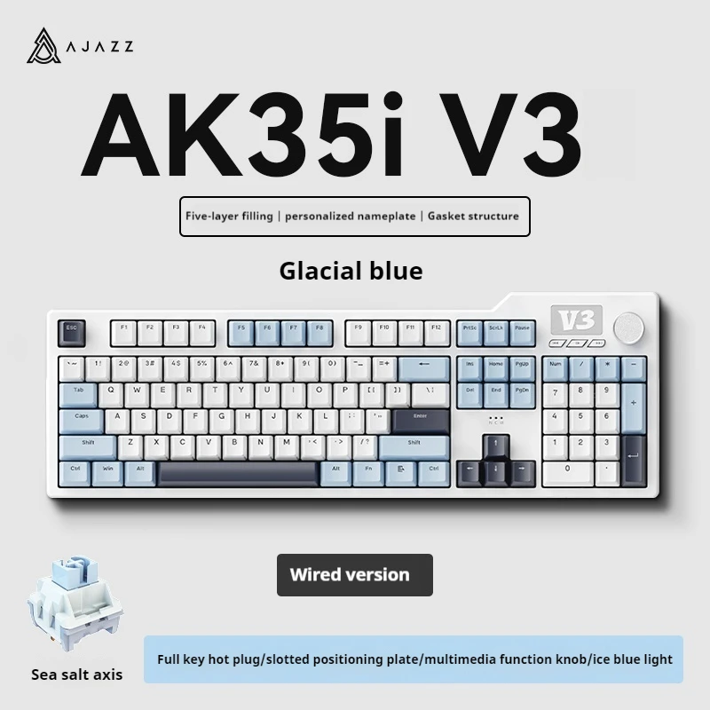 

Клавиатура Ajazz Ak35i V3 Механическая Проводная, 104 клавиши, 2,4 ГГц, Bluetooth