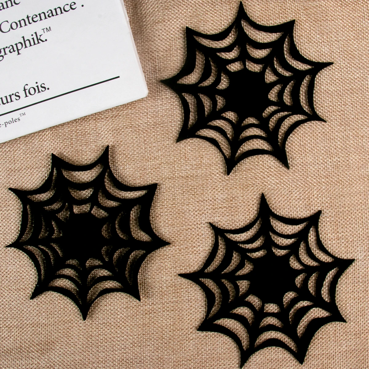 5/10pcs Halloween Spider Web Decoration Spider Web Felt Coasters Plastic Spider Web Coasters Table Drinking Placemat Set