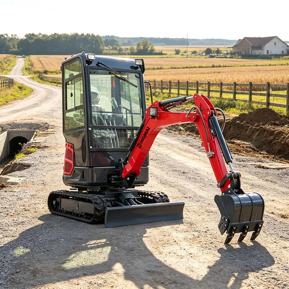 Mini Digger 1.8 Ton Water Cooled Engine 250mm Track Width 1900mm Depth 840mm Swing For Trenching Pipe Laying Work Customizable