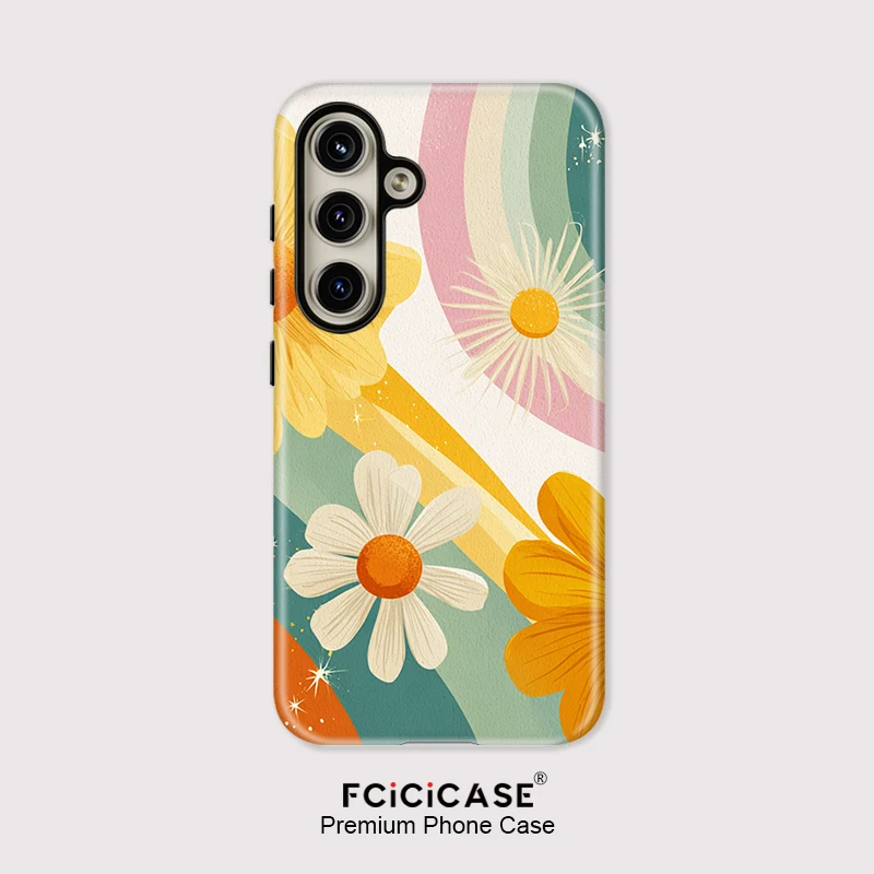 

Fcicicase красочный чехол для телефона с цветочным принтом для Samsung Galaxy A56 A26 A36 A16 5G акриловый двухслойный силиконовый противоударный матовый чехол