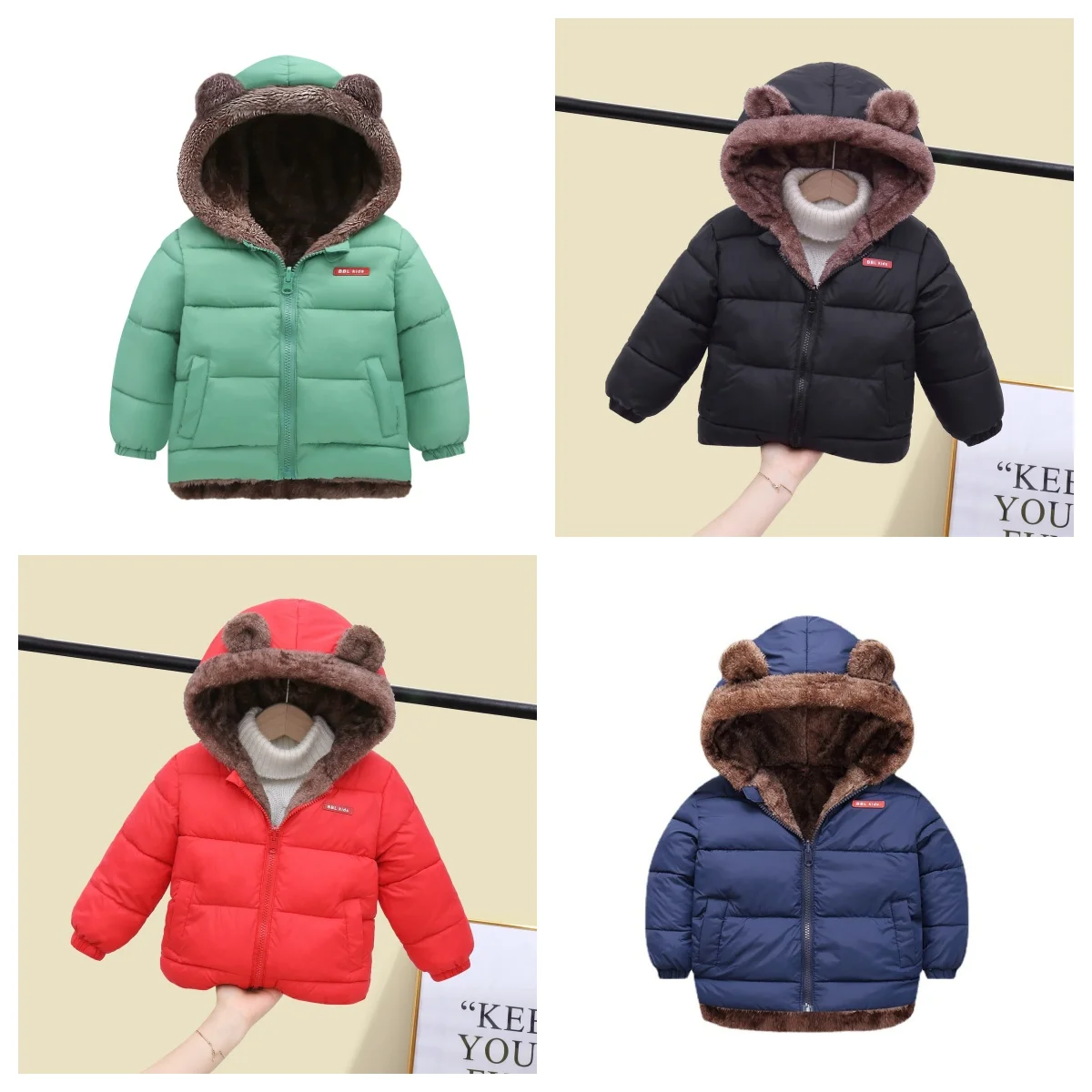 Boys Girls Coat Cashmere Padded Jackets Autumn Winter Thicken Jacket Boys Girls Solid Color Hooded Jacket Kid Parka Outerwear