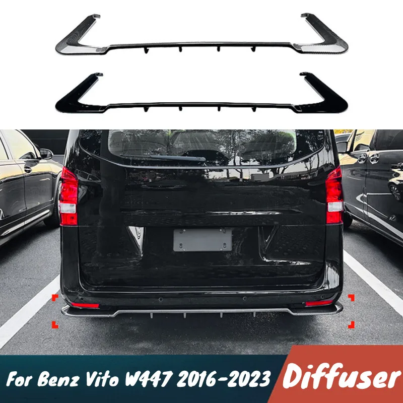 

Для Mercedes Benz Vito W447 2016-2023 автомобильный задний бампер диффузор сплиттер спойлер черный карбоновый комплект кузова внешние аксессуары