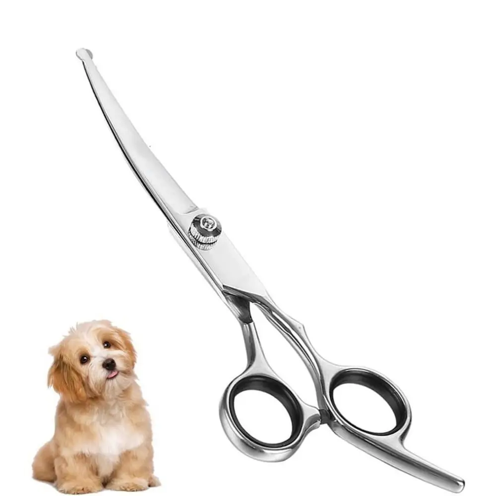 

Stainless Steel Pet Grooming Shears Silver With Safety Round Tips Pet Hairdressing Curve Scissors Dog Hair Cutting Shears