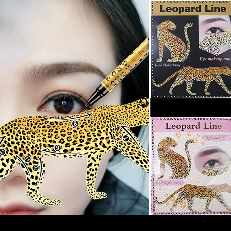 1pc Leopard Eyeliner Stencils Eye Template Shaper Model Easy To Make Up Cat Line Stencils Eyeliner Card Eye Make Up Shaping Tool