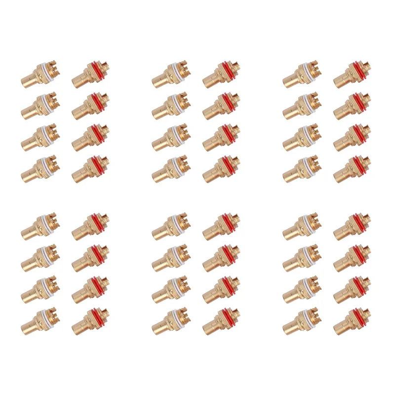 FULL-48Pcs Red+White RCA Female Socket Chassis High Quality RCA CMC Female Connector Phono Copper Plug Amp Hifi