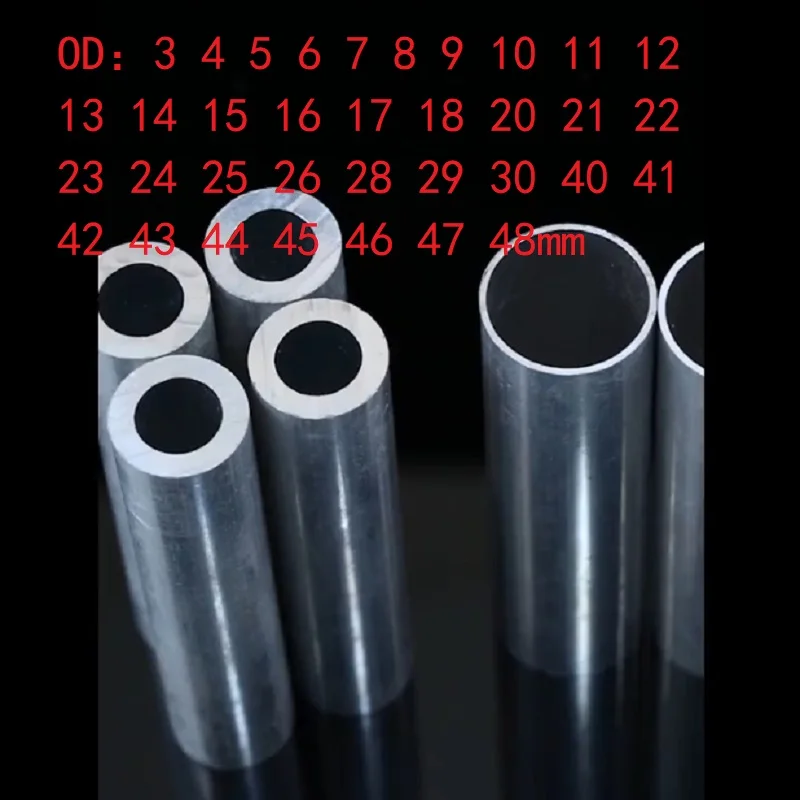 Aluminium Tube OD 3 4 5 8 10 12 15 16 18 20 22 24 25 26 28 30 40 41 42 43 44 45 46 47 48mm Round 6061 Aluminum Metal Pipe