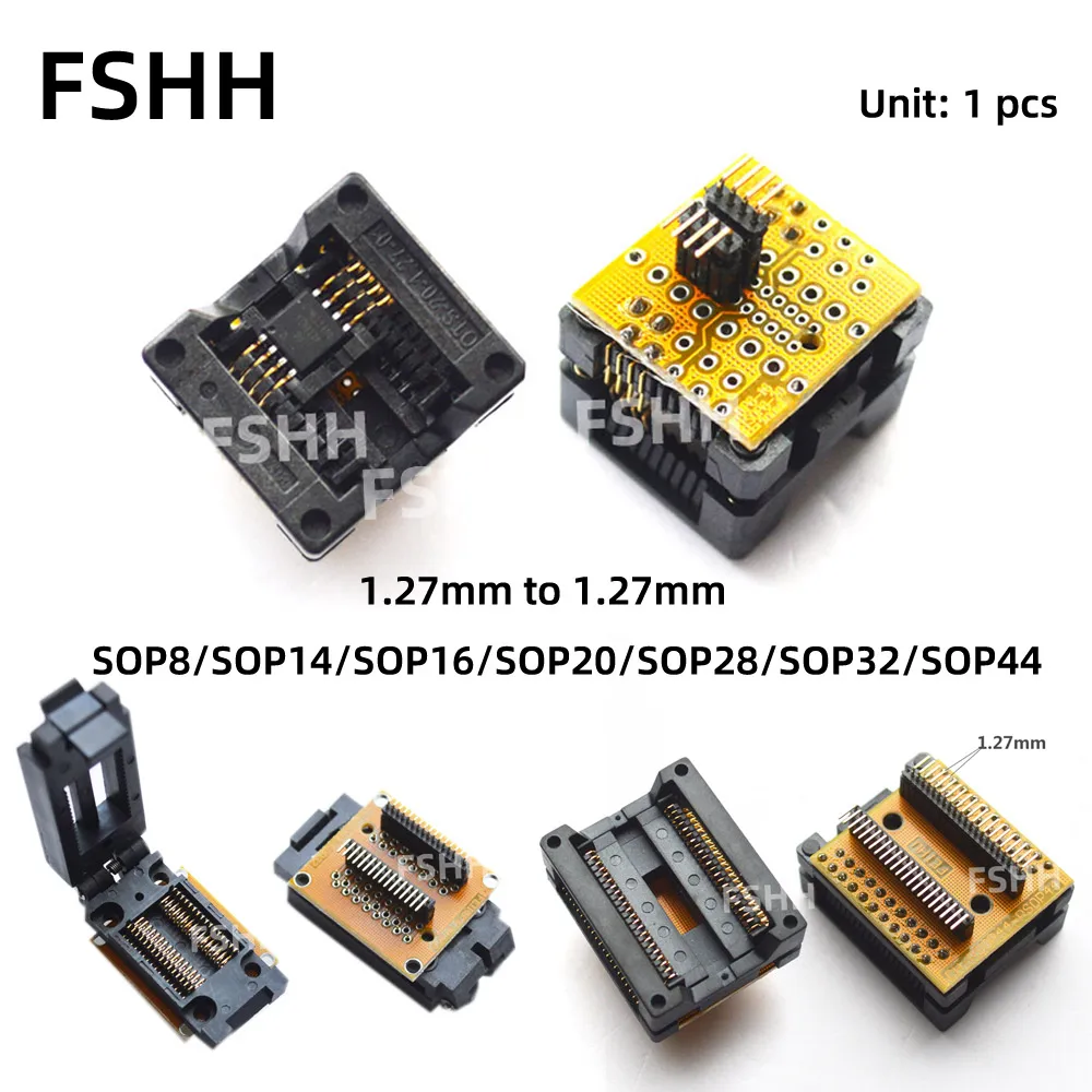 

pitch 1.27mm to 1.27mm SOP to SOP Online test sockets SOP8 SOP14 SOP16 SOP20 SOP28 SOP32 SOP44 adapter