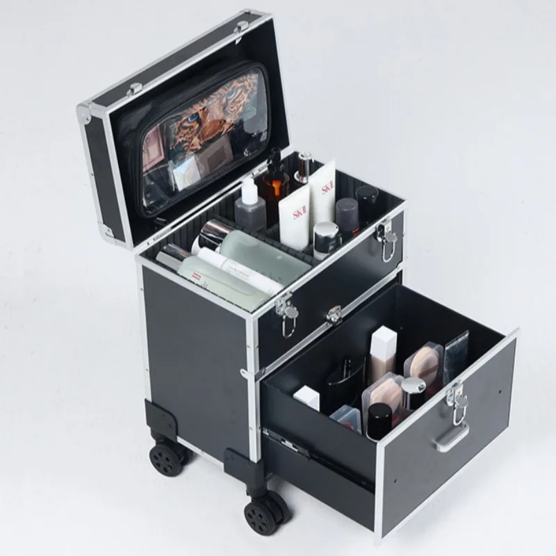 ABS Aluminum Alloy Trolley Tools Case Multi-layer Large Capacity Universal Wheel Professional Cosmetic Tool Storage Cases