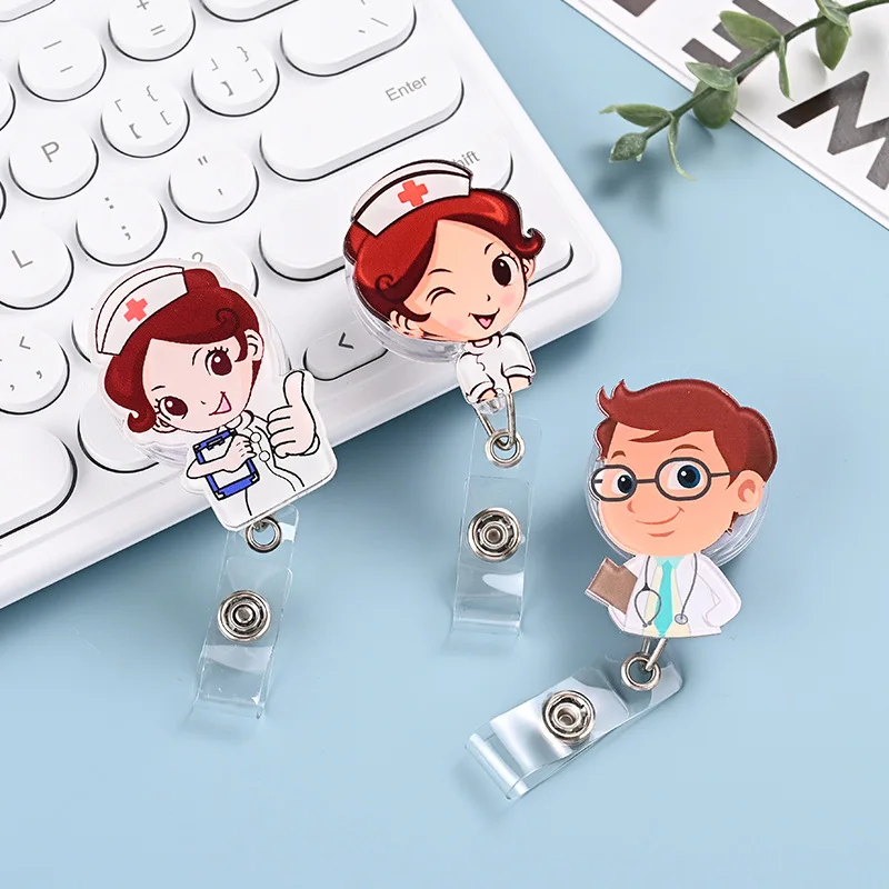 

Cartoon Badge Reel for Nurse Doctor Chest ID Tag Clip Retractable Workig Permit Clips Bus Pass Card Badge Reels Accessories