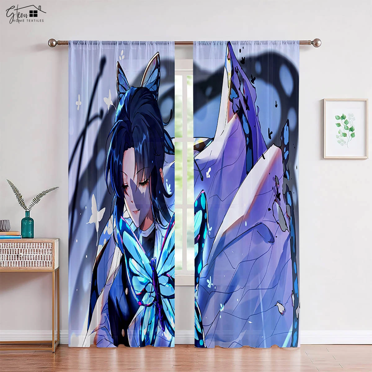 

Hot-Blooded Anime 3d Printed Curtains For Children's Room, Bedroom, Living Room, Study Room, Decorative Curtains Gift 2 Pieces