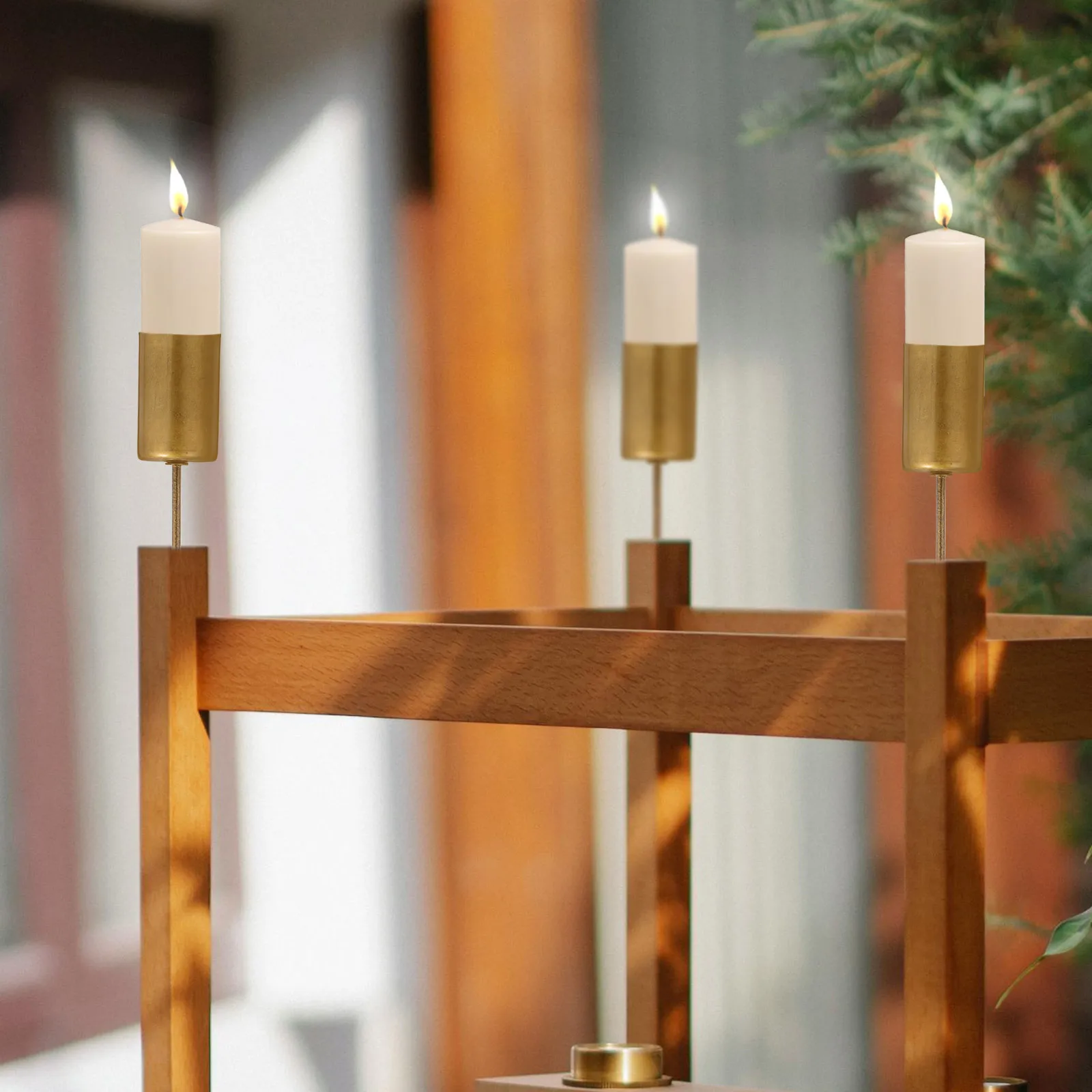 

6pcs Festival Cup Container Holder Metal Taper Holders Christmas Decor For Party Tree Table Use Spike Tip