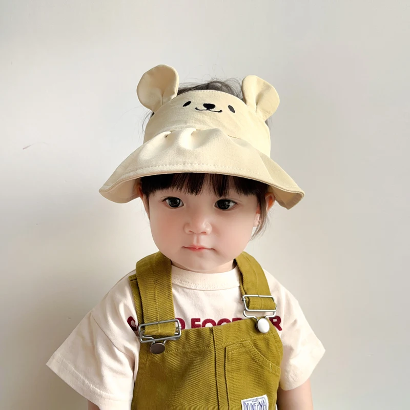 Summer Baby Sun Hats Cotton Rabbit Pattern Kids Boys Girls Sunscreen Visor Caps Children Empty Top Hat Big Brim Hollow Hat