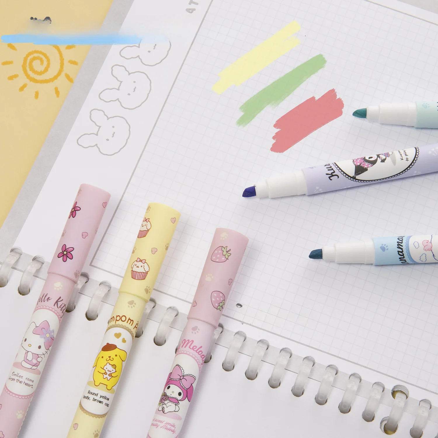 Authorized Sanrio highlighter highlighter, eye protection color marker, key marker, hand account pen