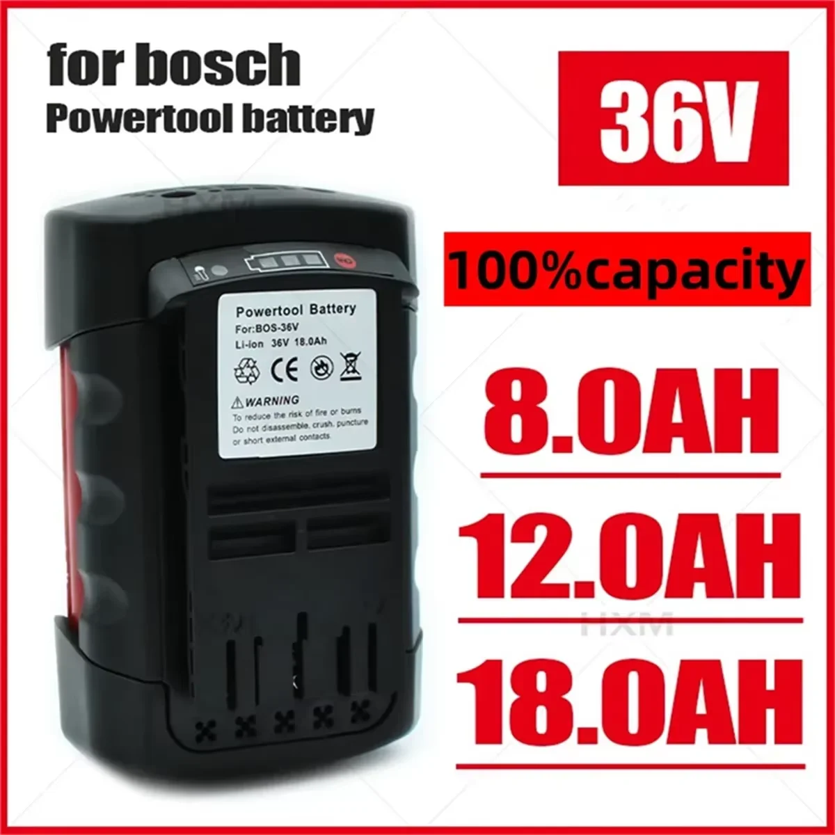 2025 Neuer 36 V für BOSCH 36 V 8,0 Ah 12,0 Ah 18,0 Ah Li-Ionen-Akku, kompatibel mit BAT4030 BAT4040