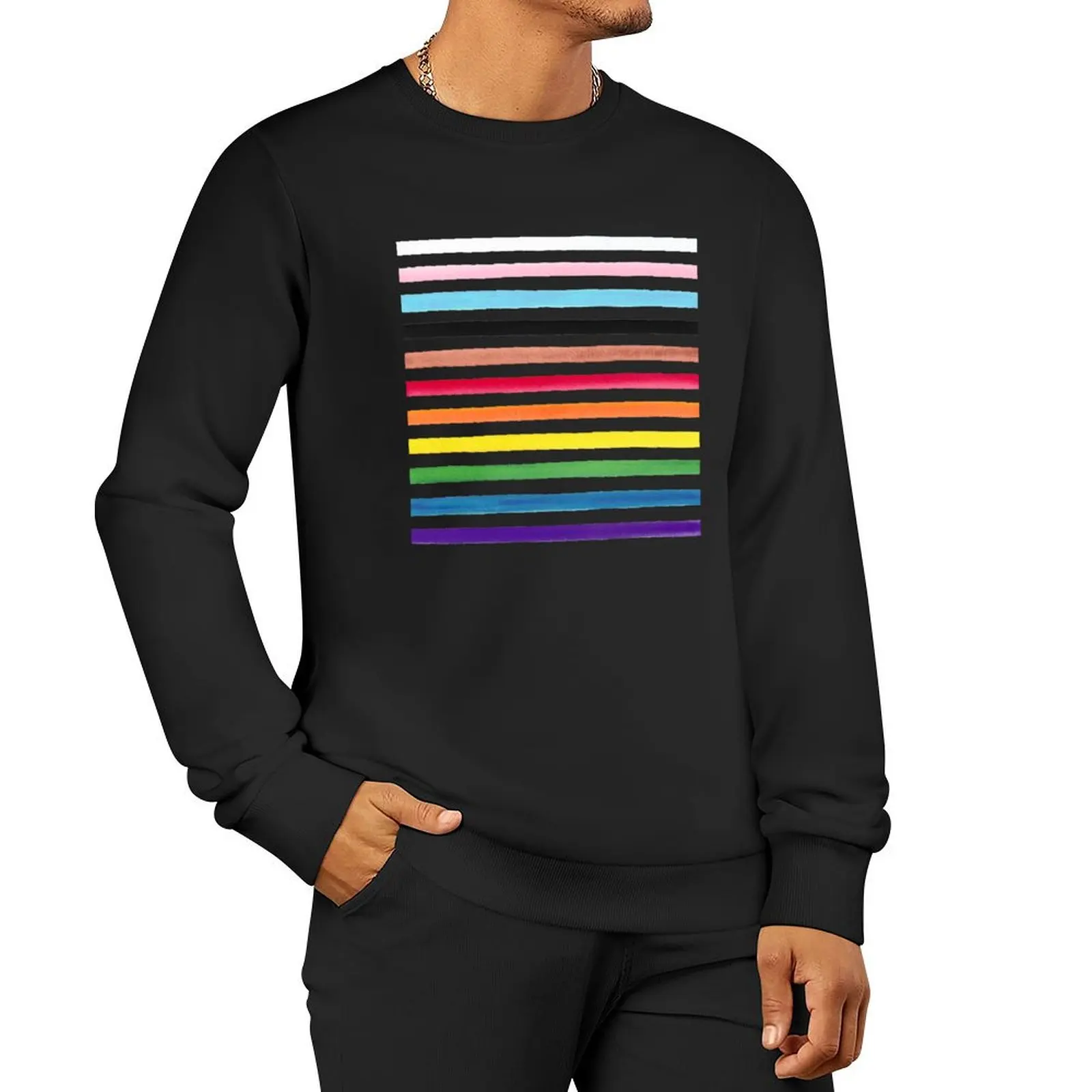 

Progress Pride Stripes Sweatshirt japanese style mens clothing autumn clothes new in hoodies & sweat-shirt