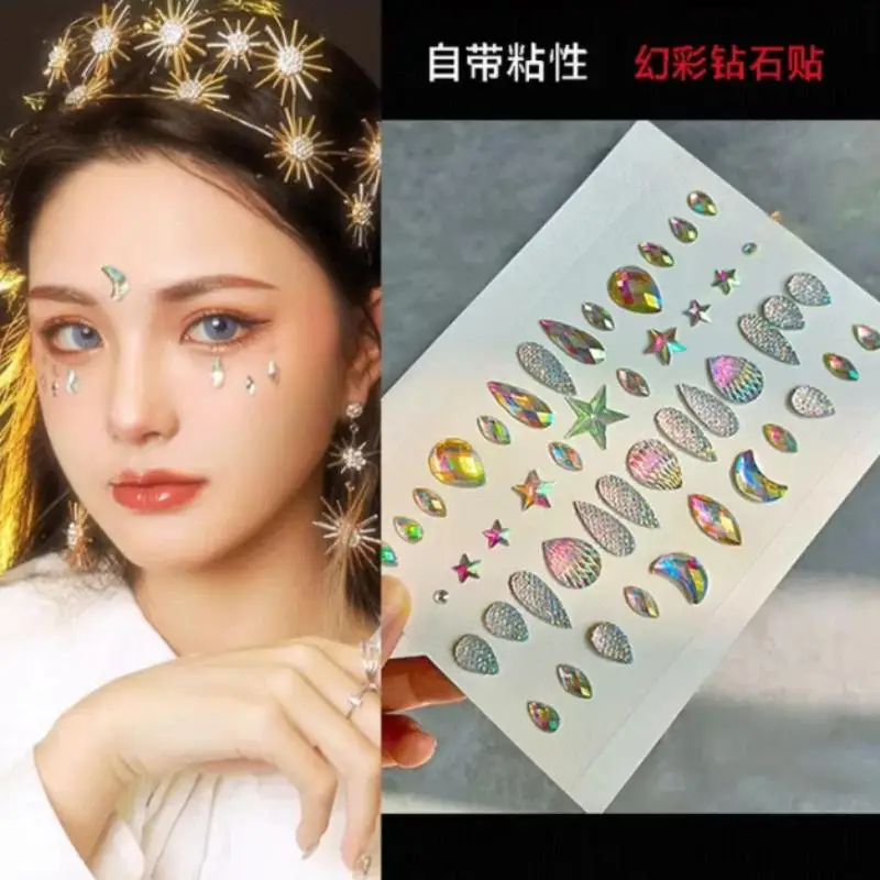Поддельная татуировка 3D татуировка на лицо кристалл наклейка одноразовые очаровательные драгоценные камни стразы наклейка водостойкая блестящая временная татуировка наклейка