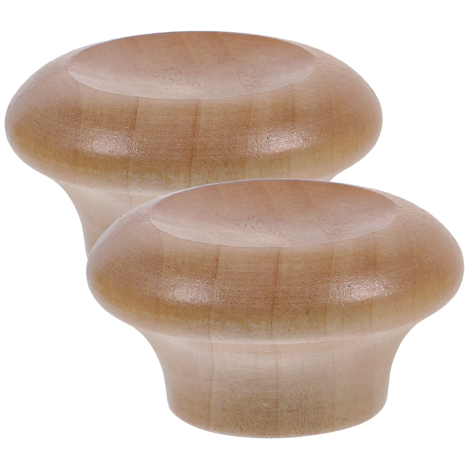 

2 Pcs Solid Wood Pot Cap Top Bead Universal Handles Compact Knob Smooth Surface Mini Pan Knobs Wooden