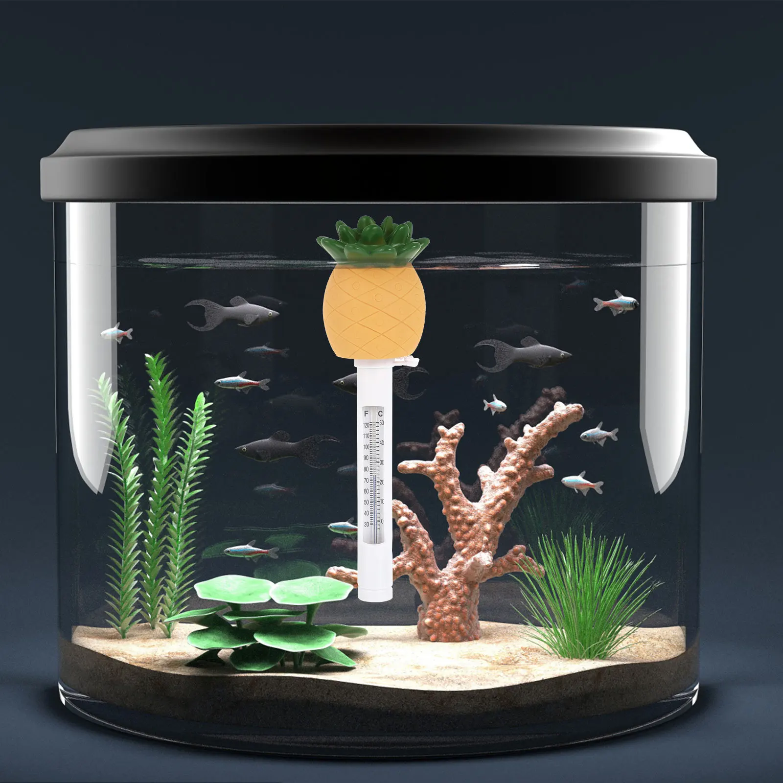 

Pineapple-Shaped Floating Pool Thermometer Large Display Waterproof Shatter Resistant For Bathtub Swimming Pool Fish Tank