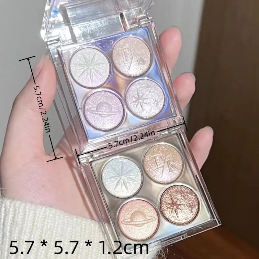 Planet Four-color Eyeshadow Palette Aurora Purple Metallic Shimmering Highlighter Baked Powder Diamond Glitter Eye Shadow Makeup