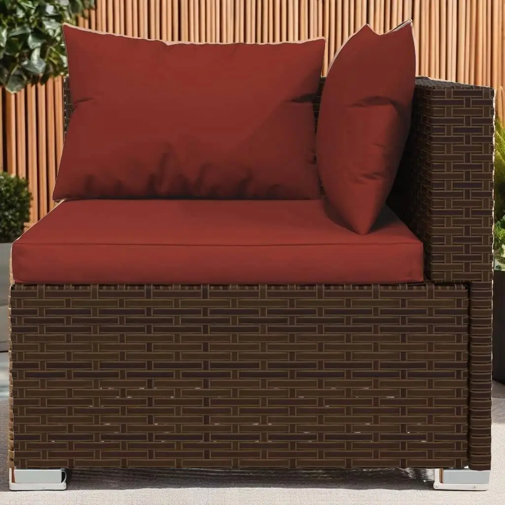 4-Piece Brown Poly Rattan Patio Lounge Set with Cushions - Stylish Outdoor Seating