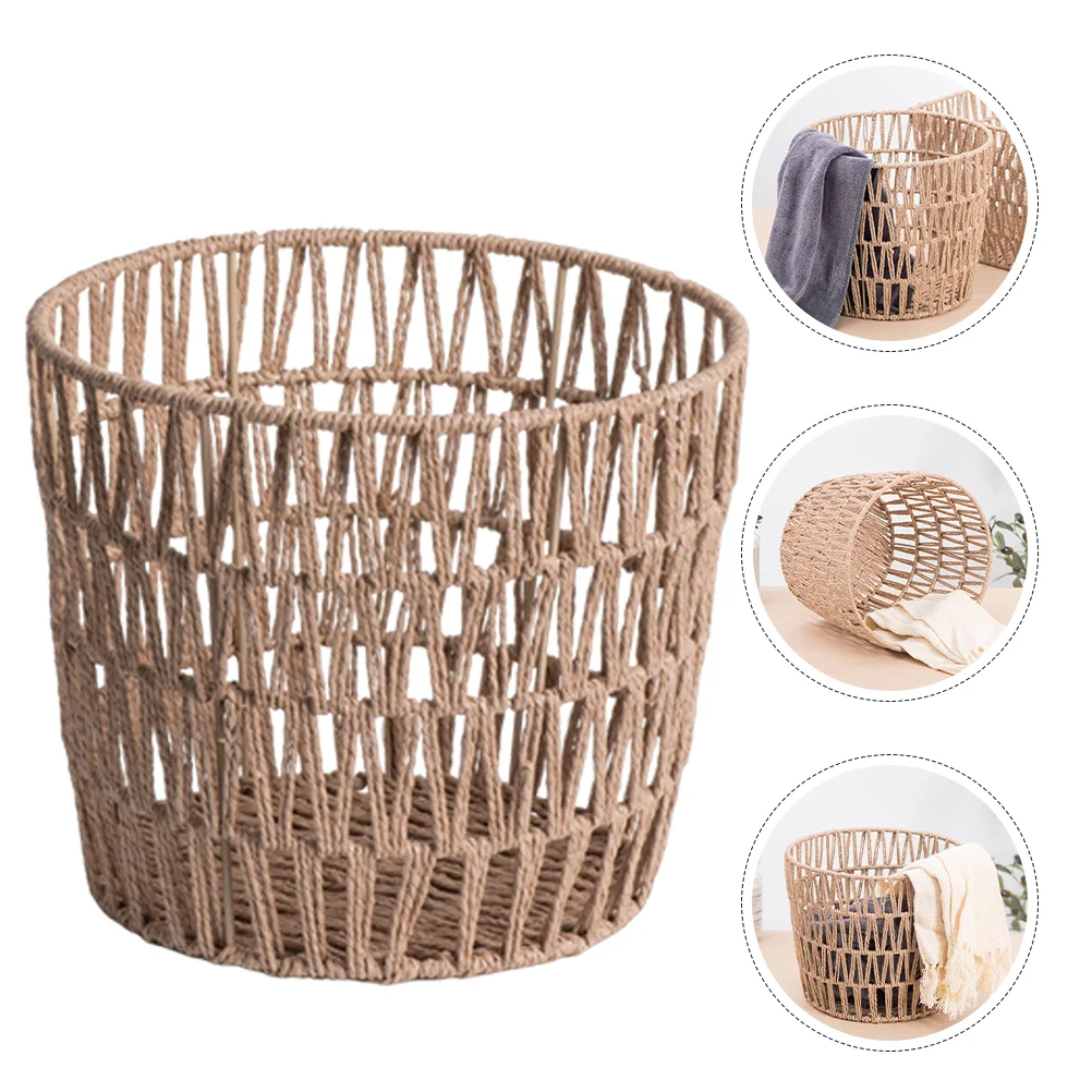 

Woven Basket Baskets For Shelves Storage Bins Multipurpose Paper Rope Sundries Container Trashcan