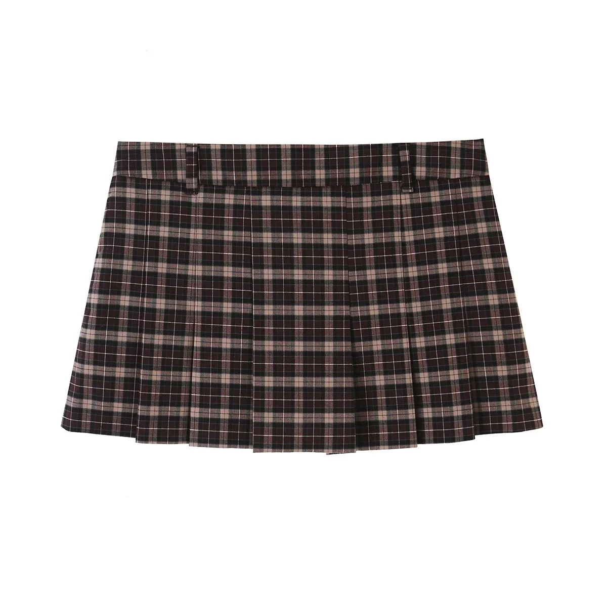 KONDALA Damen Vintage Lässiger Karierter Minirock-Anzug 2026 Herbst Trendiges Klassisches Retro-Set mit Stehkragen-Jacke und Weitgefalteten Culottes – Detail 14