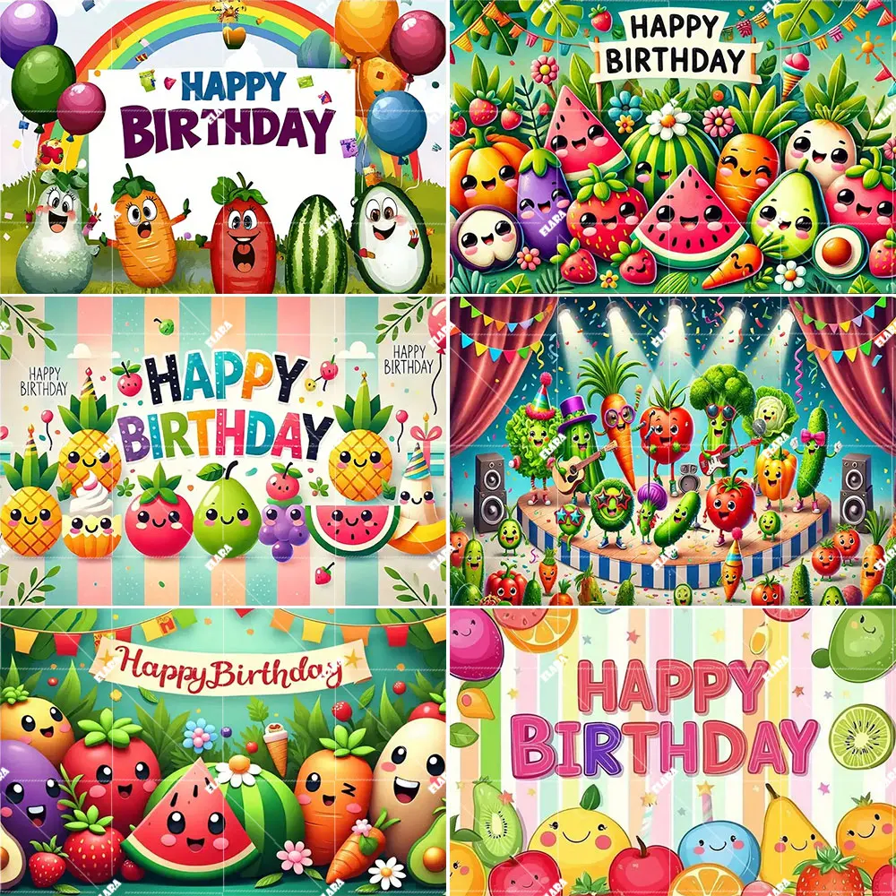 

Cartoon Summer Fruit Watermelon Birthday Party Decoration Fruits With a smile Baby Shower Kids Photograph Backdrop Photo Studio