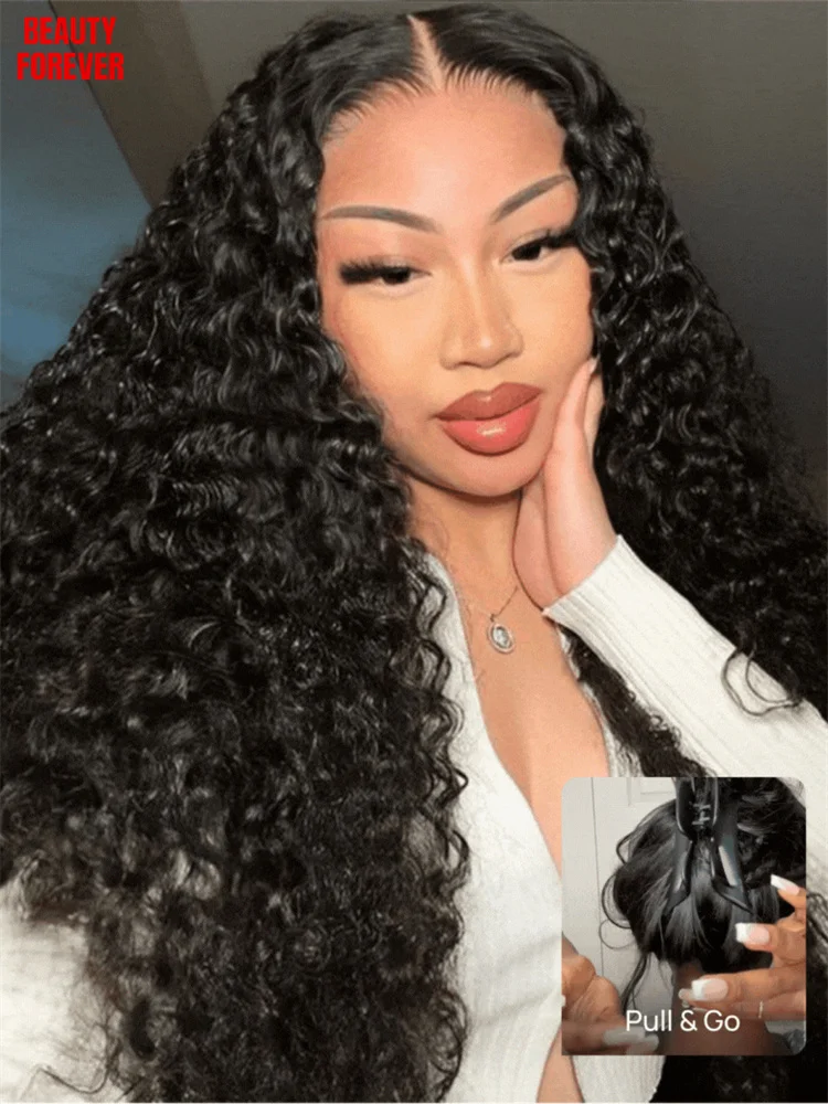 Beautyforever موجة عميقة وجيري مجعد غلويليس باروكة من شعر طبيعي 7x5 Bye Bye عقدة قبل قطع الدانتيل الجبهة خصلات الشعر المستعار الإنسان
