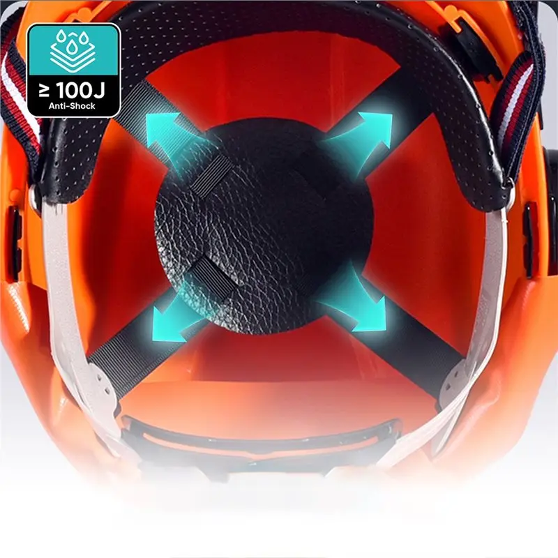 PHILE-Industrial Chainsaw Helmet With Ear Mesh Clear Plastic Visors Included Adjustable For Forestry And Arborist Work